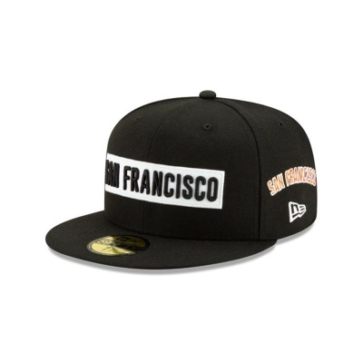 Black San Francisco Giants Hat - New Era MLB Boxed Wordmark 59FIFTY Fitted Caps USA4129087